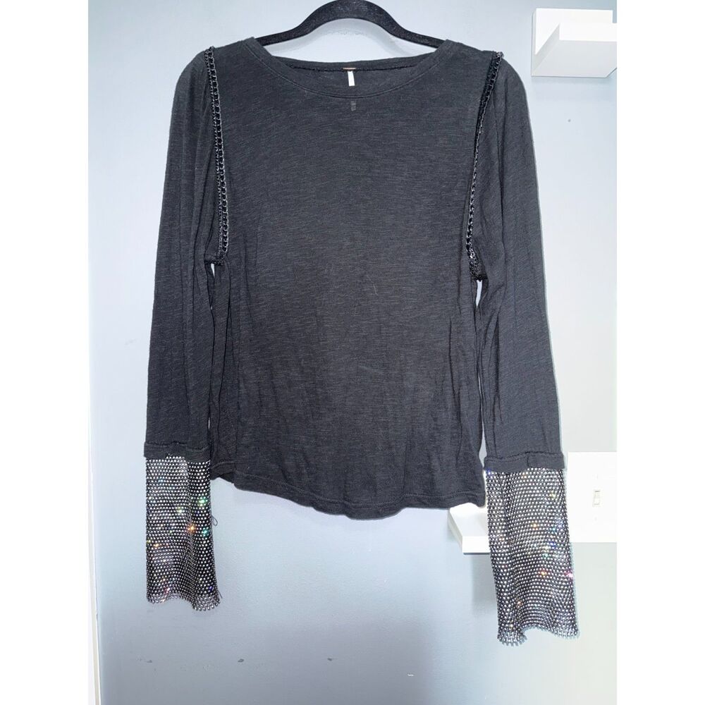 Free People After Dark Cuff Long Sleeve | Size Small | Rhinestone Embellished